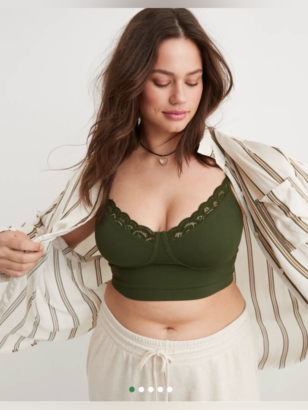 Aerie Superchill Seamless Corset Tank Top in Green Flame